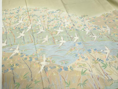 平和屋着物●訪問着　浜松飛鶴文　暈し染め　松坂屋扱い　正絹　逸品　CABG0359yc
