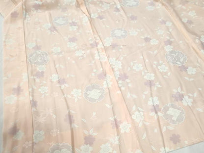 平和屋着物●長襦袢　無双仕立て　雪輪舞桜文　正絹　逸品　CABG0360yc