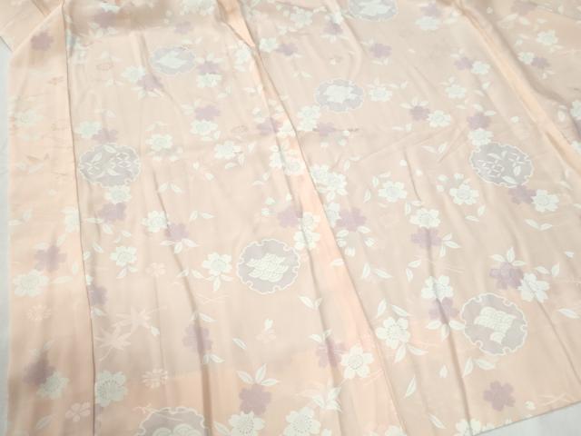 平和屋着物●長襦袢　無双仕立て　雪輪舞桜文　正絹　逸品　CABG0360yc