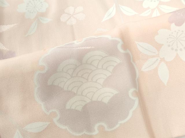 平和屋着物●長襦袢　無双仕立て　雪輪舞桜文　正絹　逸品　CABG0360yc