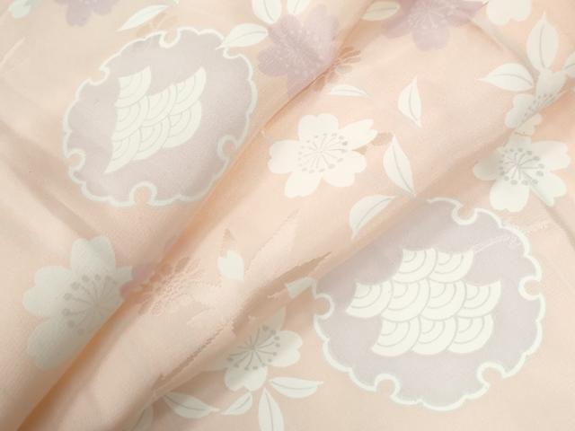 平和屋着物●長襦袢　無双仕立て　雪輪舞桜文　正絹　逸品　CABG0360yc
