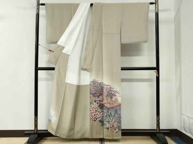 平和屋着物●豪華色留袖　友禅　作家物　遠山浜松風景文　暈し染め　正絹　逸品　未使用　CABG0363yc