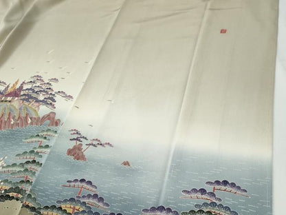 平和屋着物●豪華色留袖　友禅　作家物　遠山浜松風景文　暈し染め　正絹　逸品　未使用　CABG0363yc