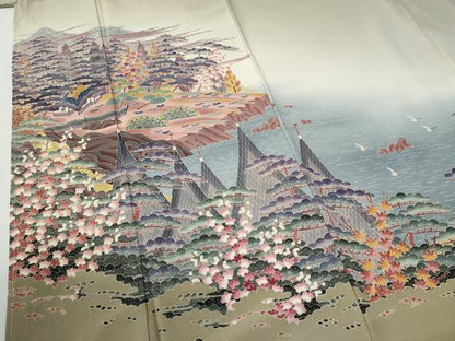 平和屋着物●豪華色留袖　友禅　作家物　遠山浜松風景文　暈し染め　正絹　逸品　未使用　CABG0363yc