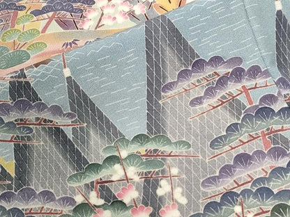 平和屋着物●豪華色留袖　友禅　作家物　遠山浜松風景文　暈し染め　正絹　逸品　未使用　CABG0363yc