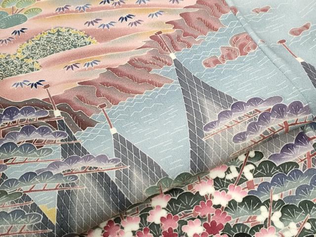 平和屋着物●豪華色留袖　友禅　作家物　遠山浜松風景文　暈し染め　正絹　逸品　未使用　CABG0363yc