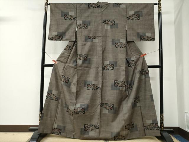 平和屋着物●本場大島紬　7マルキ　短冊枝椿文　正絹　逸品　CABG0364yc