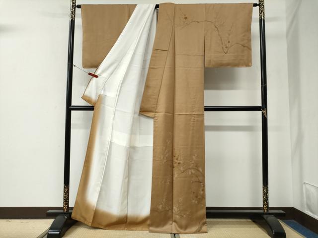 平和屋着物●訪問着　刺繍　枝梅文　正絹　逸品　未使用　CABG0367yc