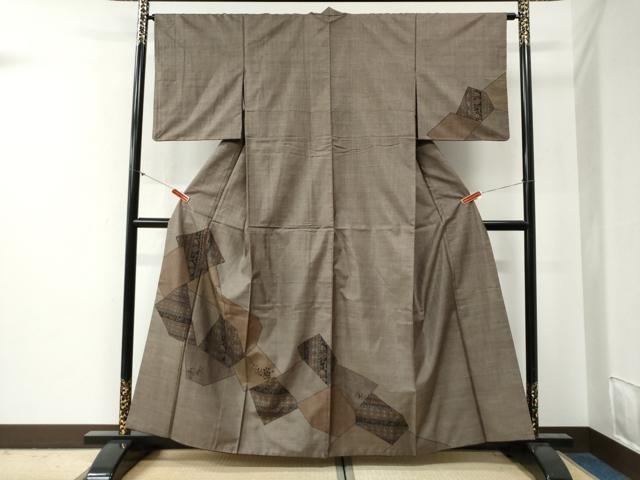 平和屋着物●訪問着　本場大島紬　9マルキ　吉祥花唐草間道　正絹　逸品　CABG0368yc