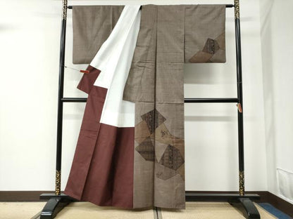 平和屋着物●訪問着　本場大島紬　9マルキ　吉祥花唐草間道　正絹　逸品　CABG0368yc