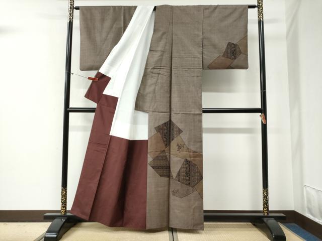 平和屋着物●訪問着　本場大島紬　9マルキ　吉祥花唐草間道　正絹　逸品　CABG0368yc