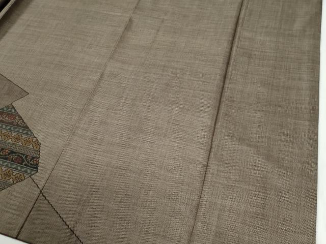 平和屋着物●訪問着　本場大島紬　9マルキ　吉祥花唐草間道　正絹　逸品　CABG0368yc