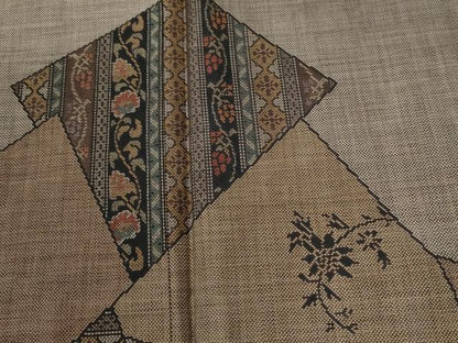 平和屋着物●訪問着　本場大島紬　9マルキ　吉祥花唐草間道　正絹　逸品　CABG0368yc