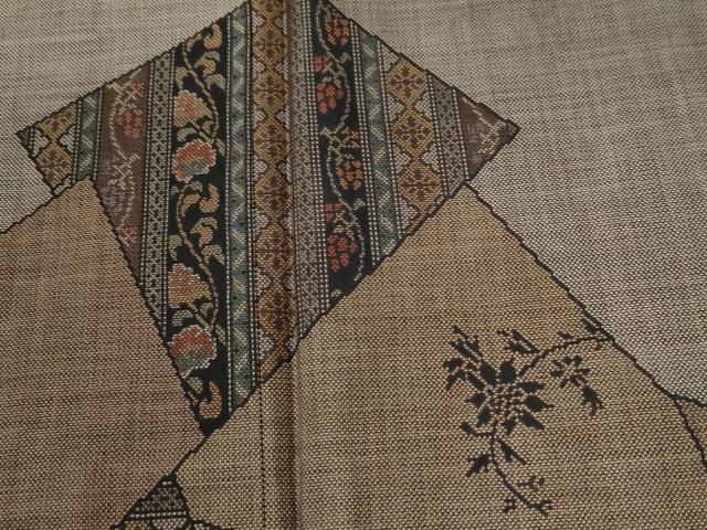 平和屋着物●訪問着　本場大島紬　9マルキ　吉祥花唐草間道　正絹　逸品　CABG0368yc