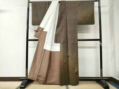 平和屋着物●訪問着　紬地　作家物　陶器文　正絹　逸品　CABG0369yc