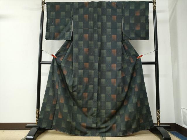 平和屋着物●上質な紬　色紙吉祥文　正絹　逸品　未使用　CABG0371yc
