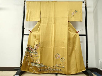 平和屋着物●訪問着　鳳凰草花丸文　暈し染め　金彩　正絹　逸品　CABG0372yc