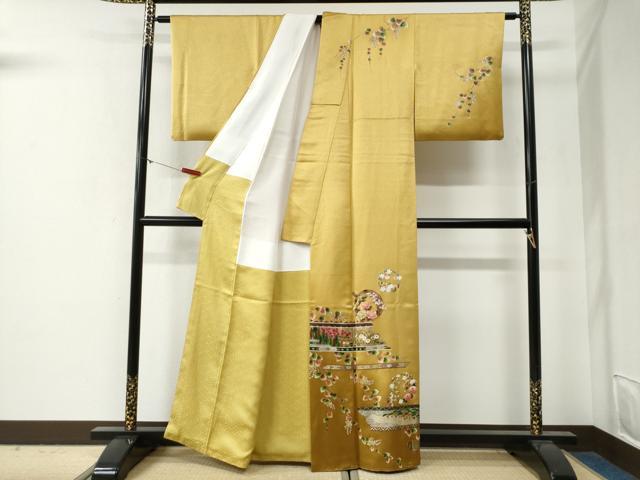 平和屋着物●訪問着　鳳凰草花丸文　暈し染め　金彩　正絹　逸品　CABG0372yc