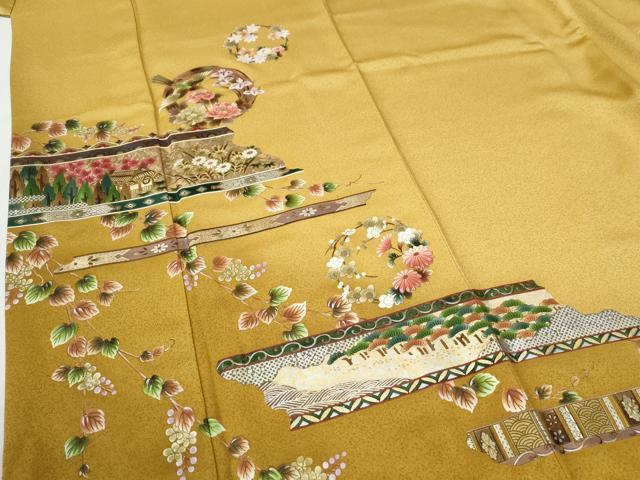 平和屋着物●訪問着　鳳凰草花丸文　暈し染め　金彩　正絹　逸品　CABG0372yc