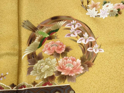 平和屋着物●訪問着　鳳凰草花丸文　暈し染め　金彩　正絹　逸品　CABG0372yc