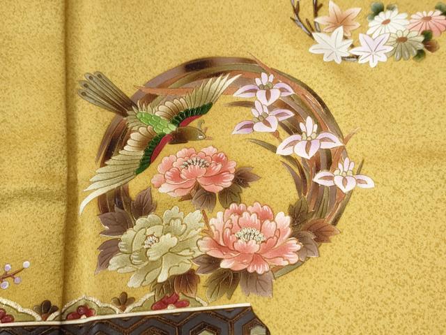 平和屋着物●訪問着　鳳凰草花丸文　暈し染め　金彩　正絹　逸品　CABG0372yc