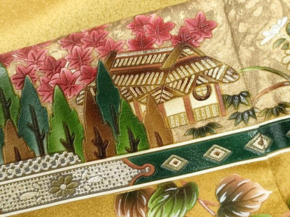平和屋着物●訪問着　鳳凰草花丸文　暈し染め　金彩　正絹　逸品　CABG0372yc
