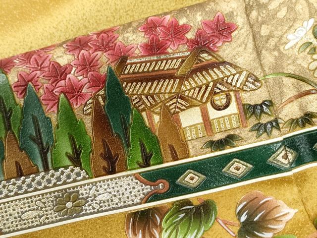 平和屋着物●訪問着　鳳凰草花丸文　暈し染め　金彩　正絹　逸品　CABG0372yc