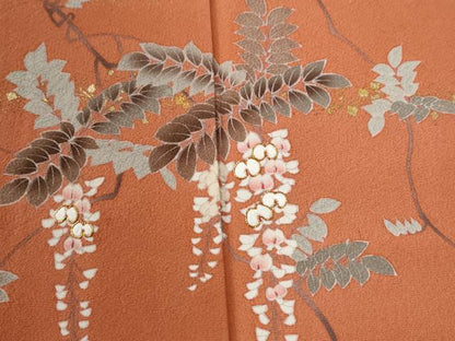平和屋着物●訪問着　駒刺繍　枝垂れ花文　暈し染め　金彩　正絹　逸品　CABG0373yc