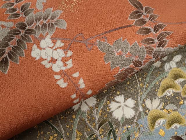 平和屋着物●訪問着　駒刺繍　枝垂れ花文　暈し染め　金彩　正絹　逸品　CABG0373yc