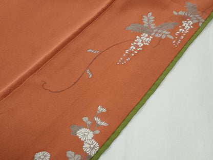 平和屋着物●訪問着　駒刺繍　枝垂れ花文　暈し染め　金彩　正絹　逸品　CABG0373yc