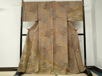 平和屋着物●訪問着　澤文蔵　吉祥更紗花蝶唐草文　正絹　逸品　CABG0374yc