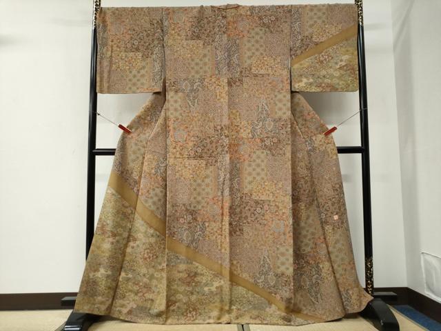 平和屋着物●訪問着　澤文蔵　吉祥更紗花蝶唐草文　正絹　逸品　CABG0374yc