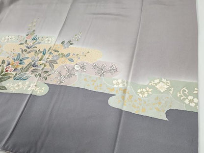 平和屋着物●訪問着　霞更紗草花文　暈し染め　金彩　正絹　逸品　CABG0376yc