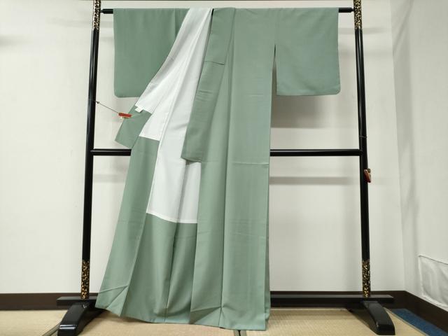 平和屋着物●色無地　薄青色　洗える着物　CABG0385yc