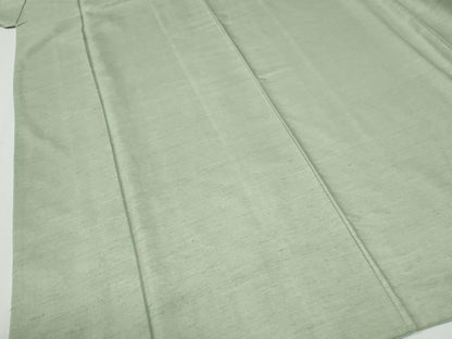 平和屋着物●結城紬　色無地　裏葉柳色　正絹　逸品　CABG0386yc