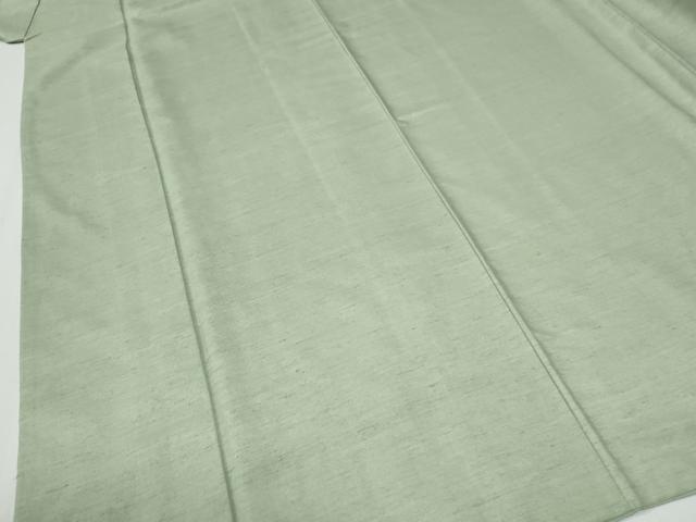 平和屋着物●結城紬　色無地　裏葉柳色　正絹　逸品　CABG0386yc