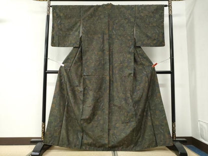 平和屋着物●上質な紬　花唐草文　正絹　逸品　CABG0387yc