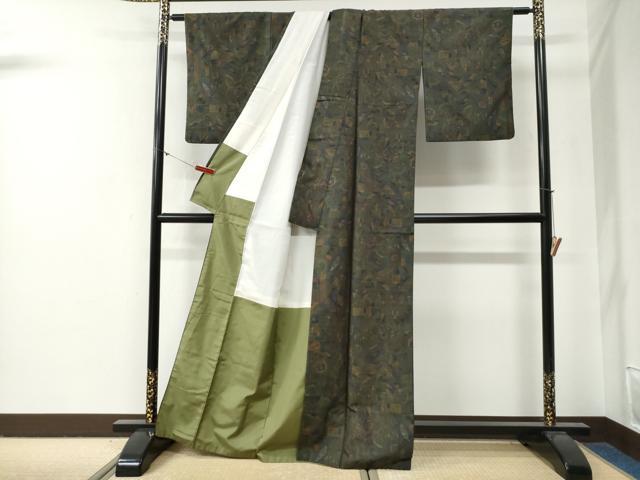 平和屋着物●上質な紬　花唐草文　正絹　逸品　CABG0387yc