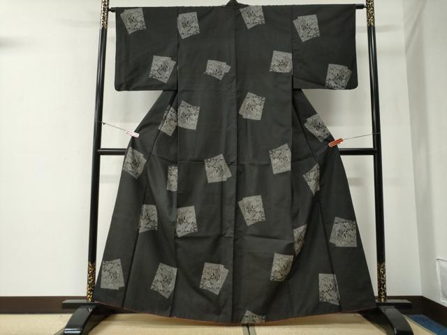 平和屋着物●本場大島紬　9マルキ　地空き　色紙重ね花文　正絹　逸品　CABG0388yc