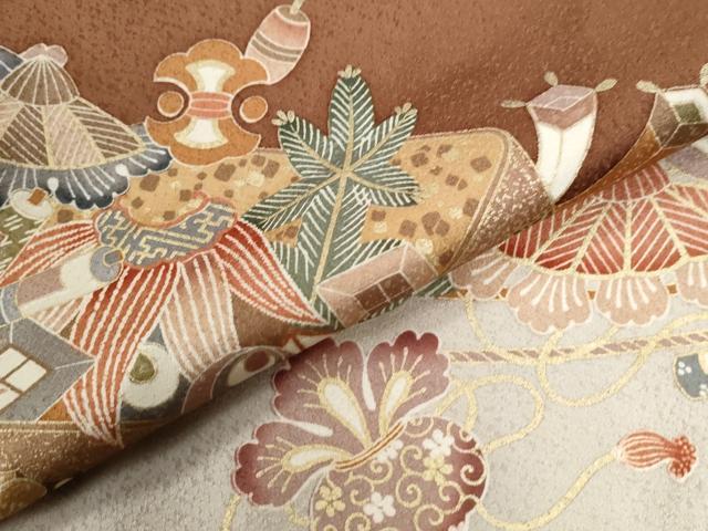 平和屋着物●訪問着　飛鶴宝尽くし　暈し染め　金彩　正絹　逸品　未使用　CABG0389yc
