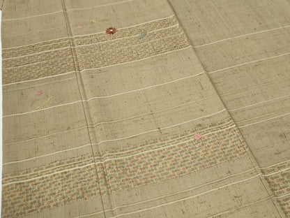 平和屋着物●訪問着　紬地　刺繍　横段吉祥溢れ松葉花文　金糸　正絹　逸品　CABG0390yc