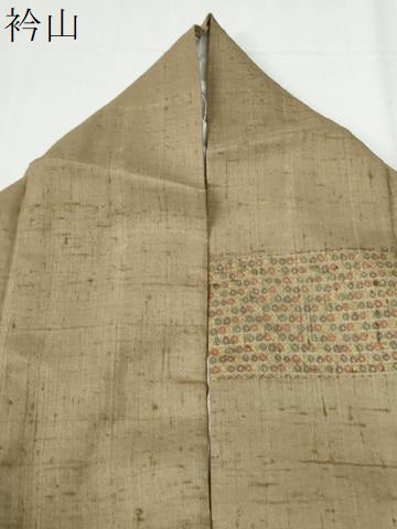 平和屋着物●訪問着　紬地　刺繍　横段吉祥溢れ松葉花文　金糸　正絹　逸品　CABG0390yc