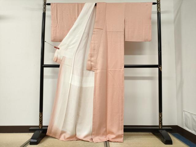 平和屋着物●上質な色無地　作家物　紗綾形草花地紋　虹色　正絹　逸品　CABG0392yc