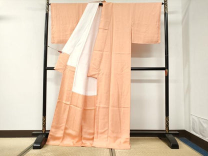 平和屋着物●米澤久監修　色無地　霞地紋　一斤染色　ロング丈　正絹　逸品　未使用　CABG0393yc