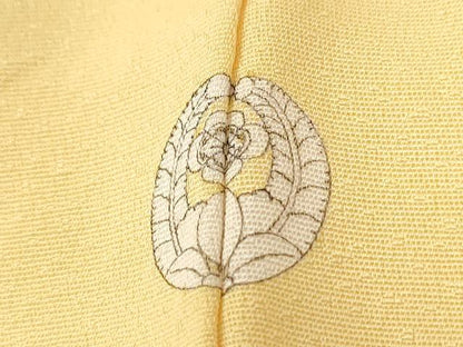 平和屋着物●上質な色無地　橘花枝梅地紋　淡黄色　正絹　逸品　未使用　CABG0394yc