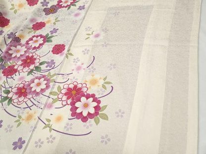 平和屋着物●豪華振袖　駒刺繍　舞桜文　暈し染め　正絹　逸品　CABG0398yc
