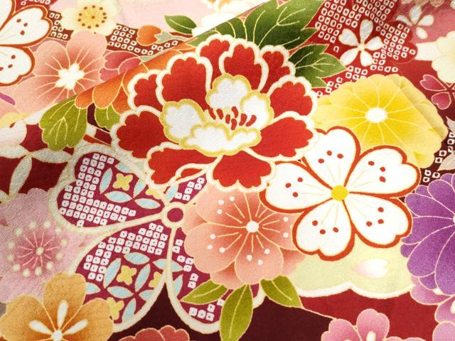 平和屋着物●豪華振袖　駒刺繍　舞桜文　暈し染め　正絹　逸品　CABG0399yc