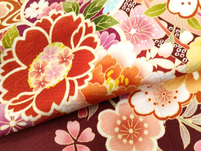 平和屋着物●豪華振袖　駒刺繍　舞桜文　暈し染め　正絹　逸品　CABG0399yc