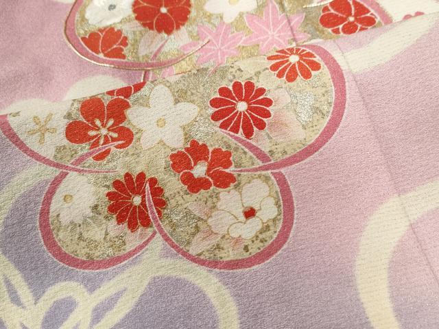 平和屋着物●豪華振袖　舞花文　暈し染め　金通し地　正絹　逸品　CABG0400yc