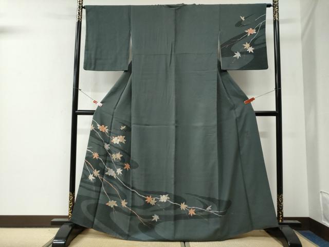 平和屋着物●染色の魔術師　染乃座・大久保玄才　そめのざ玄才　訪問着　竜田川枝桜文　金彩　正絹　逸品　CABG0402yc